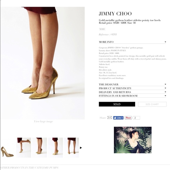 Gold Jimmy Choo Python Pumps - Picture 8 of 8